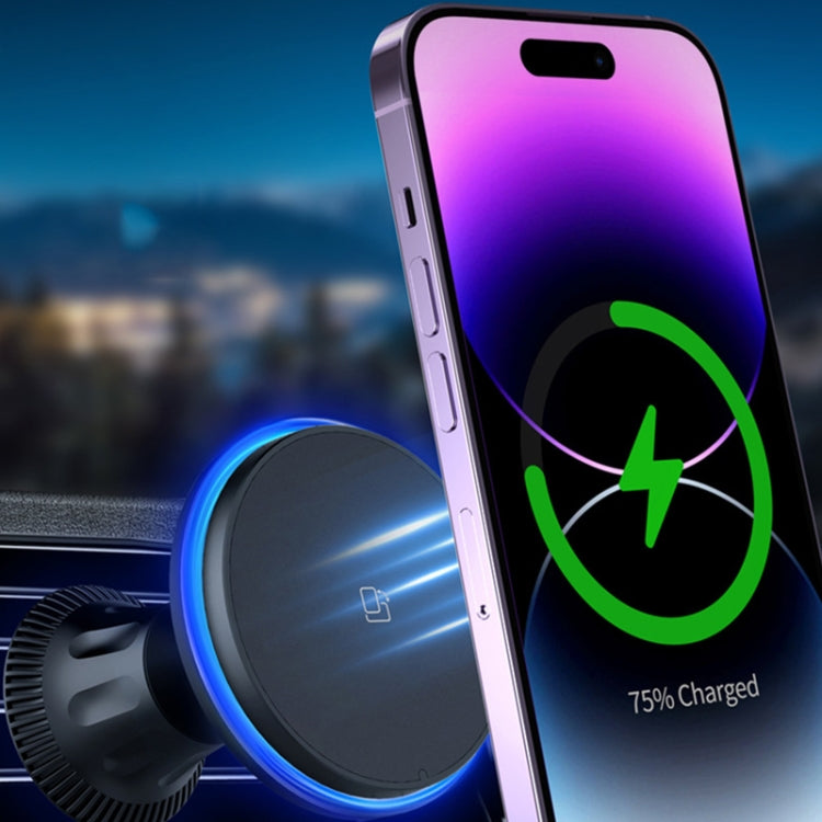 Car Magnetic Wireless Charging Cell Phone Holder With Ambient Light, Style: Blue Light - Wireless Charger Holders by buy2fix | Online Shopping UK | buy2fix