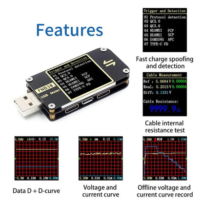 FNIRSI FNB38 USB Voltage And Current Meter Capacity Fast Charging Protocol Tester(Black) - Current & Voltage Tester by FNIRSI | Online Shopping UK | buy2fix