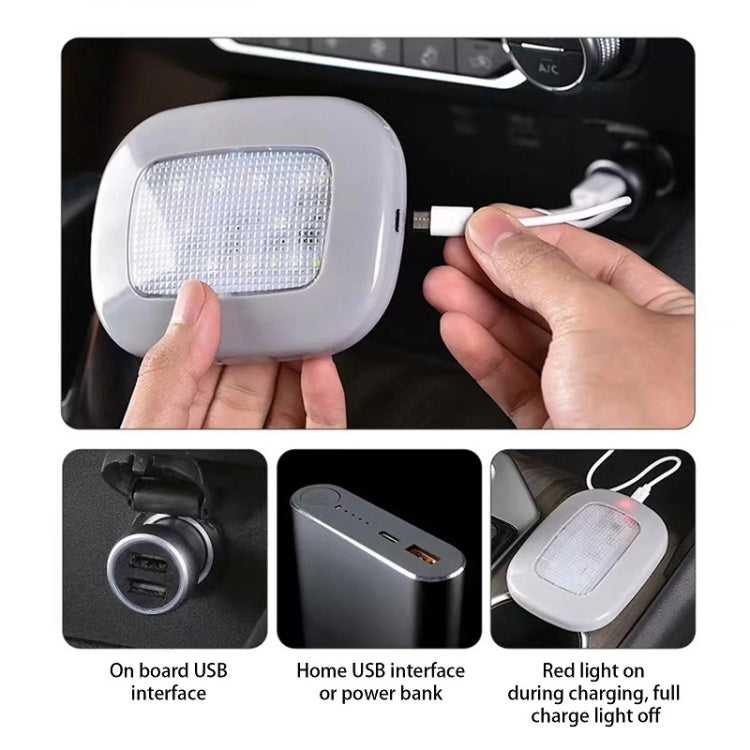 Car USB Charging Strong Magnetic Roof Reading LED Light(Grey) - Dome Lights by buy2fix | Online Shopping UK | buy2fix