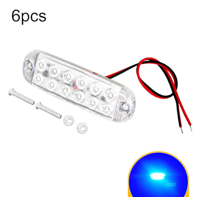 6pcs 12-Bead LED Flashing Warning Lights Motorcycle RV Signal Lights(Blue Light) - Clearance Lights by buy2fix | Online Shopping UK | buy2fix