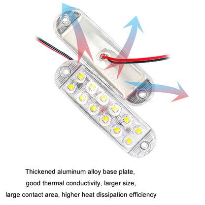 6pcs 12-Bead LED Flashing Warning Lights Motorcycle RV Signal Lights(White Light) - Clearance Lights by buy2fix | Online Shopping UK | buy2fix