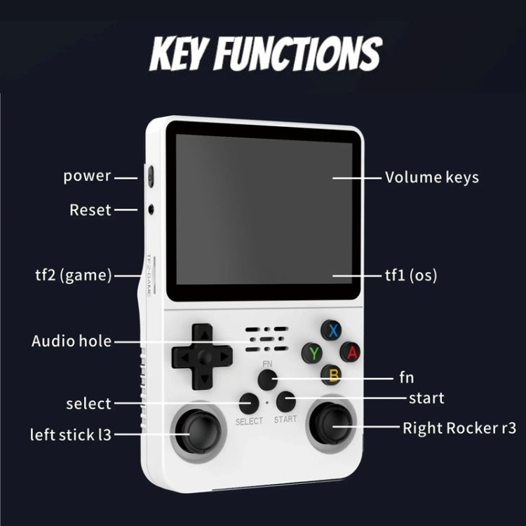 R36S Retro Handheld Game Console Linux System 3.5-Inch IPS Screen Portable Video Player 128G White - Pocket Console by buy2fix | Online Shopping UK | buy2fix