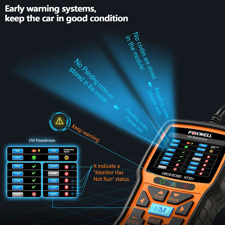 FOXWELL NT301 OBD2 Car Fault Diagnostic Instrument Live Data Code Reader Tool - Code Readers & Scan Tools by FOXWELL | Online Shopping UK | buy2fix