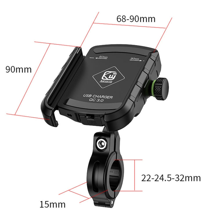 Kewig M8S Bicycle Aluminum Navigation Mount Outdoor Cycling Cell Phone Holder(Black) - Holder by Kewig | Online Shopping UK | buy2fix