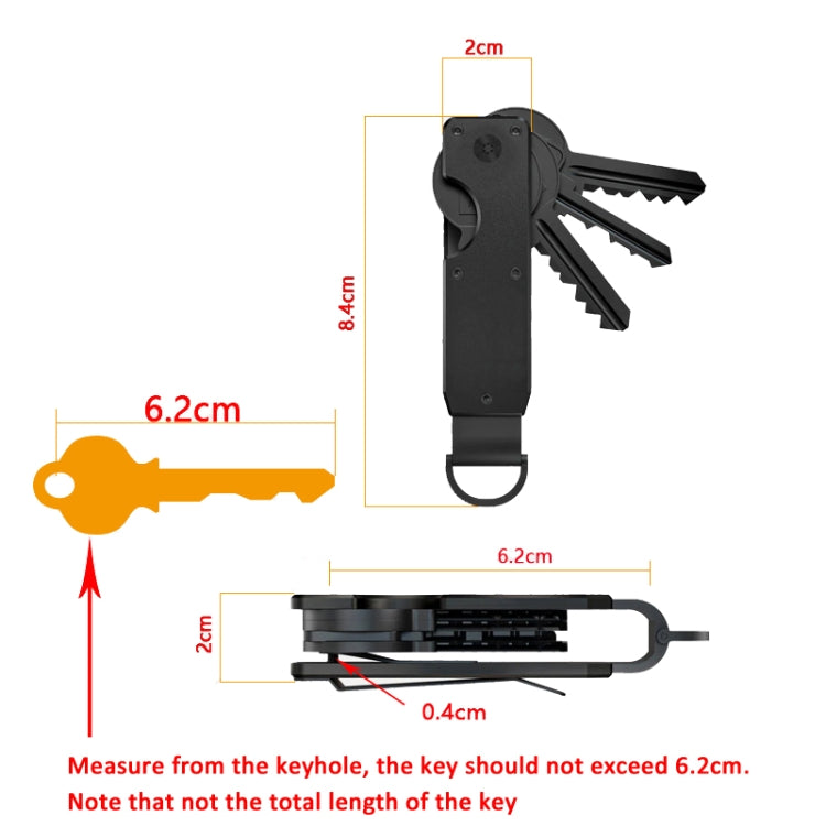 Compact Key Organizer Metal Key Chain Can Hold 2-6 Keys Blue Forged Carbon - Key Rings by buy2fix | Online Shopping UK | buy2fix