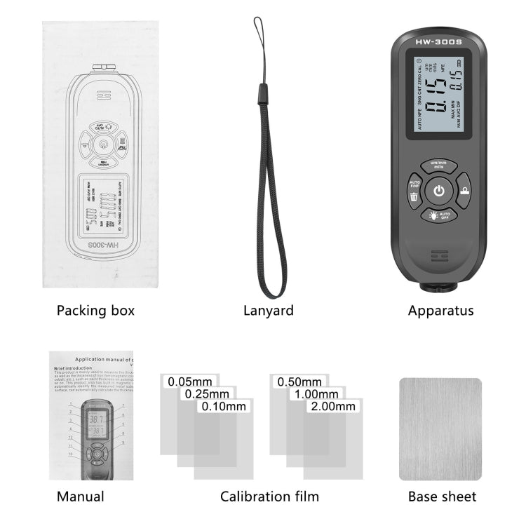 HW-300S High Precision Coating Thickness Gauge Anti-skid Paint Film Gauge(Black Horizontal Screen) - Coating Thickness Gauge by buy2fix | Online Shopping UK | buy2fix