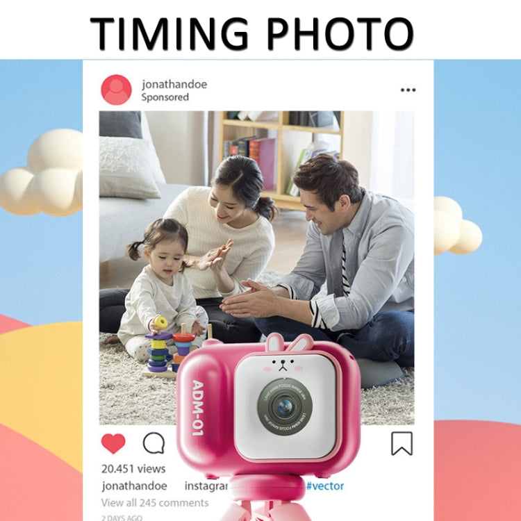 2.4 Inch IPS Screen 48MP Dual Lens Kids Digital Camera Mini Video Camera With 32G TF Card Pink Bunny - Children Cameras by buy2fix | Online Shopping UK | buy2fix