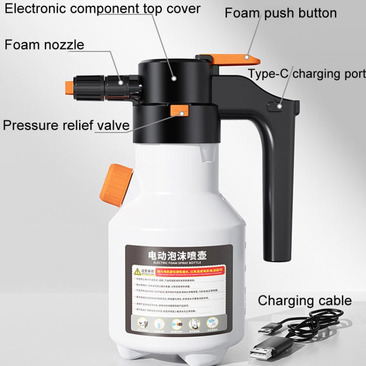 2L Car Wash Electric Foam Sprayer Rechargeable Pressurized PA Pot Electric Booster Sprayer(Grey) - Car washing supplies by buy2fix | Online Shopping UK | buy2fix