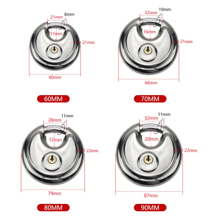 80mm Household Anti-Theft Rust-Proof And Waterproof Pure Copper Core Round Padlock - Padlocks by buy2fix | Online Shopping UK | buy2fix