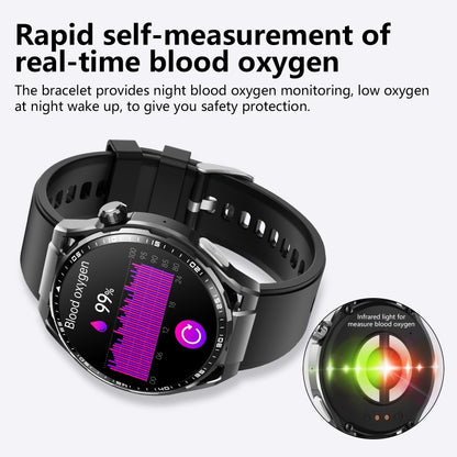 F200 Smart Health Watch ECG Electrocardiogram Blood Sugar Monitoring 1.55 Inch Round Screen, Color: Black 3-Beads Steel - Smart Watches by buy2fix | Online Shopping UK | buy2fix