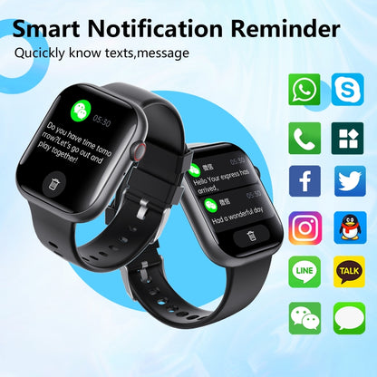 F70  2.1 Inch Screen Smart Watch With Blood Sugar/Blood Oxygen Monitoring /SOS Alarm/100+ Sports Modes, Color: Black Leather - Smart Watches by buy2fix | Online Shopping UK | buy2fix