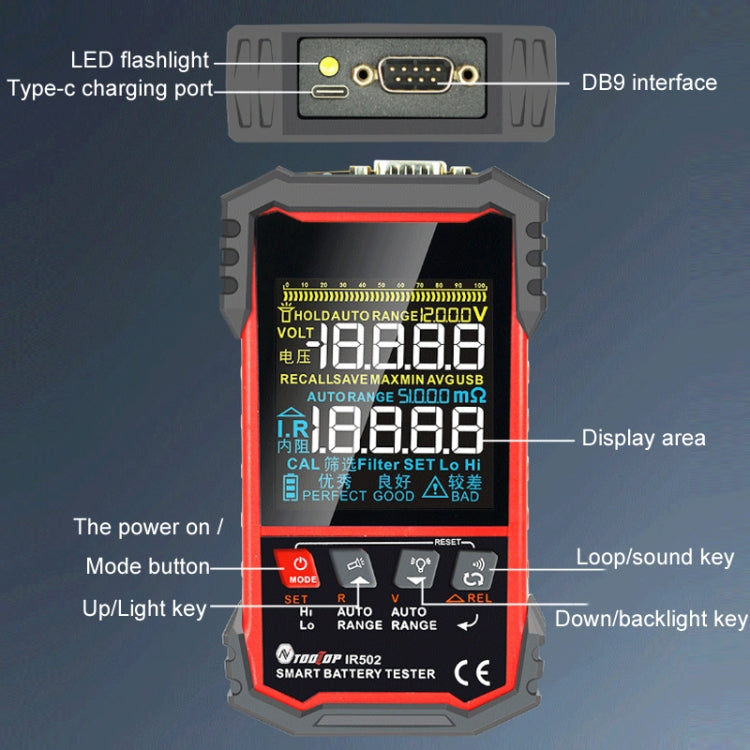 Battery Internal Resistance Tester Lead-Acid Alkaline Lithium Battery Tester, Model: IR500 - Battery & Resistance Tester by buy2fix | Online Shopping UK | buy2fix