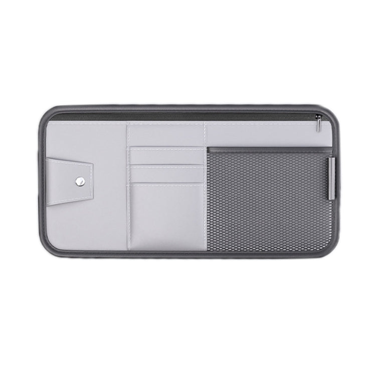 Car Sun Visor Card Glasses Holder Zipper Storage Bag(Gray) - Sunglasses & Glasses Clips by buy2fix | Online Shopping UK | buy2fix