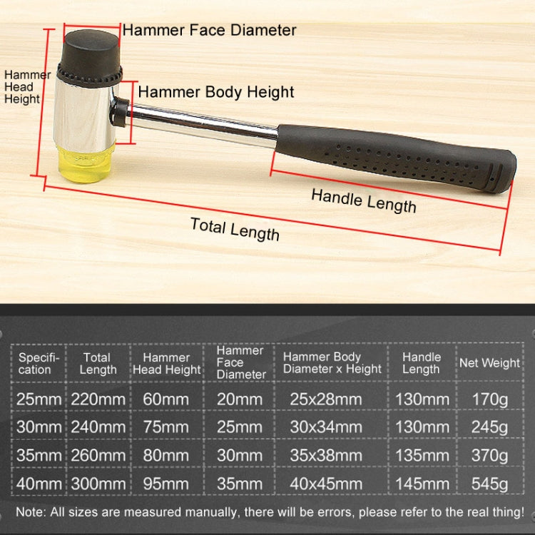 30mm No Bounce Mounting Hammer Handmade DIY Double Face Tap Rubber Hammer - Hammer by buy2fix | Online Shopping UK | buy2fix