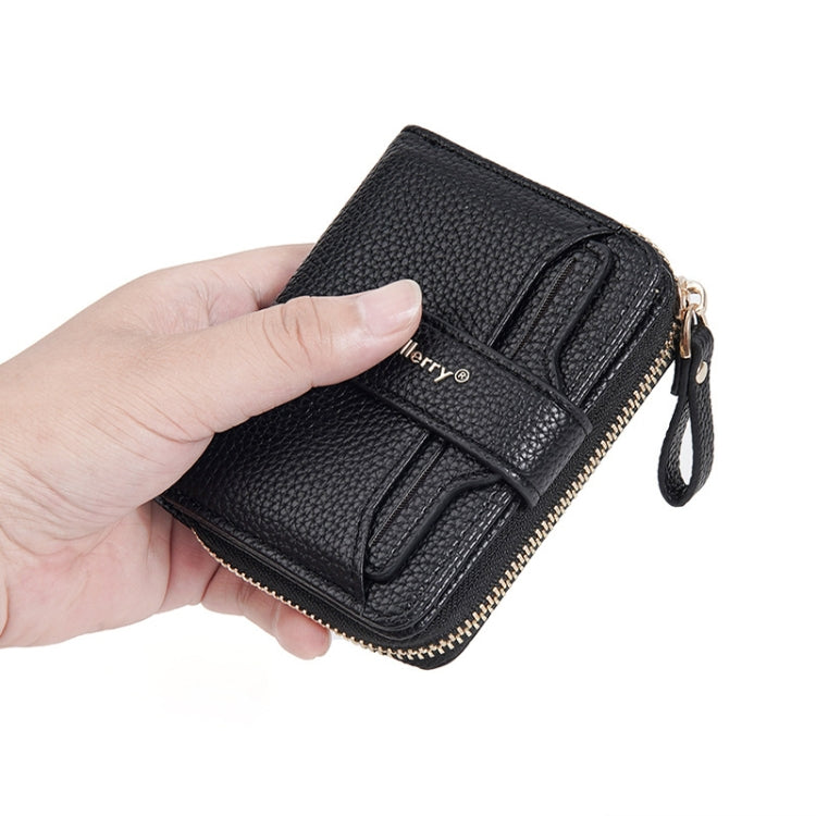 Baellerry N1915 Lychee Pattern Multi-card Slot Zipper Women Short Wallet(Black) - Wallets by Baellerry | Online Shopping UK | buy2fix