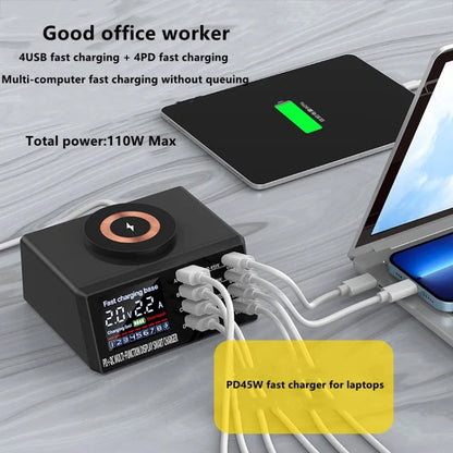 X9M 9-in-1 110W USB+PD Smart Multi-ports QI Magnetic Wireless Charger, Spec: White EU Plug - Multifunction Charger by buy2fix | Online Shopping UK | buy2fix