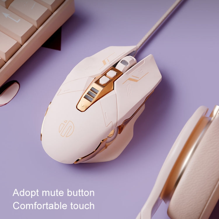 Inphic W8 Upgraded Wired Gaming Mice Macro Definition Light Emitting Mute Computer Mouse(Milk Tea Color) - Wired Mice by Inphic | Online Shopping UK | buy2fix