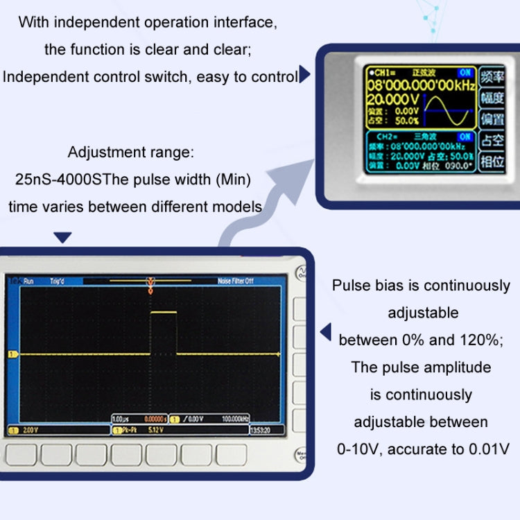 JUNTEK Programmable Dual-Channel DDS Function Arbitrary Waveform Signal Generator, Frequency: 50MHz(EU Plug) - Other Tester Tool by buy2fix | Online Shopping UK | buy2fix