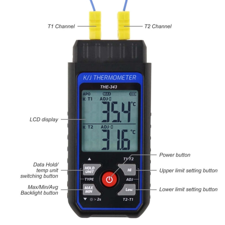 K-type Industrial High-precision Contact Probe Electronic Temperature Gauge(THE-343) - Thermostat & Thermometer by buy2fix | Online Shopping UK | buy2fix