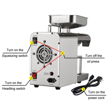 Household Small Automatic Stainless Steel Hot And Cold Oil Press Machine(US Plug) - Electric juicers by buy2fix | Online Shopping UK | buy2fix