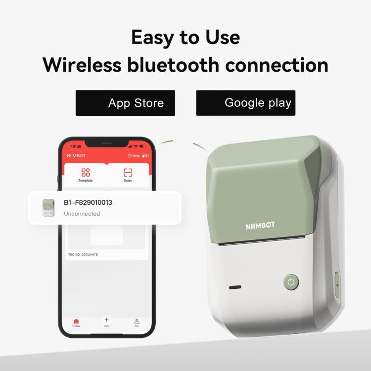 NIIMBOT Portable Bluetooth Sticker Label Thermal Printer(Worm Green English) - Printer by NIIMBOT | Online Shopping UK | buy2fix