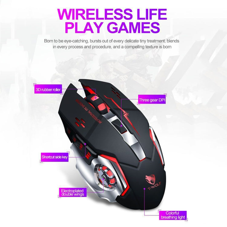 T-WOLF Q13 2.4GHz 6-keys RGB Colorful Light Gaming Wireless Mouse, Color: Single Mode Star Black - Wireless Mice by T-WOLF | Online Shopping UK | buy2fix