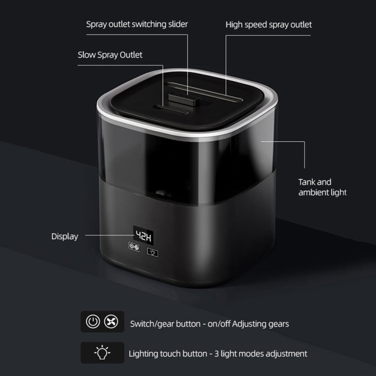 JSQ-58 1.1L large Capacity Digital Display Flame Atomization Humidifier, Color: Matt Black(US Plug) - Air Purifiers & Accessories by buy2fix | Online Shopping UK | buy2fix