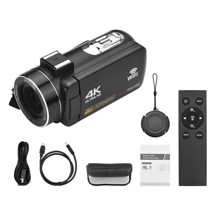 4K  Digital Video Camera 3 Inch IPS Touch Screen 56MP 18X Digital Zoom WiFi Camcorder, Spec: Standard - Video Cameras by buy2fix | Online Shopping UK | buy2fix