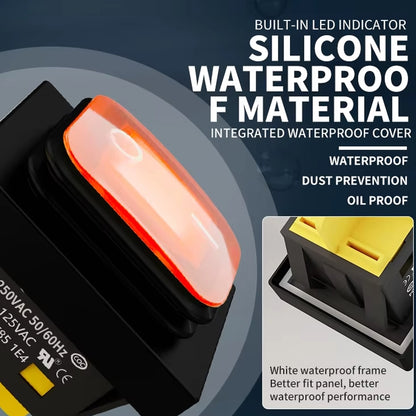 FILN 220V 30A Split Dustproof Boat-type Switch With Light, Specifications: No Waterproof 4 Pin 2 Gear Yellow Light - Car Switches by FILN | Online Shopping UK | buy2fix