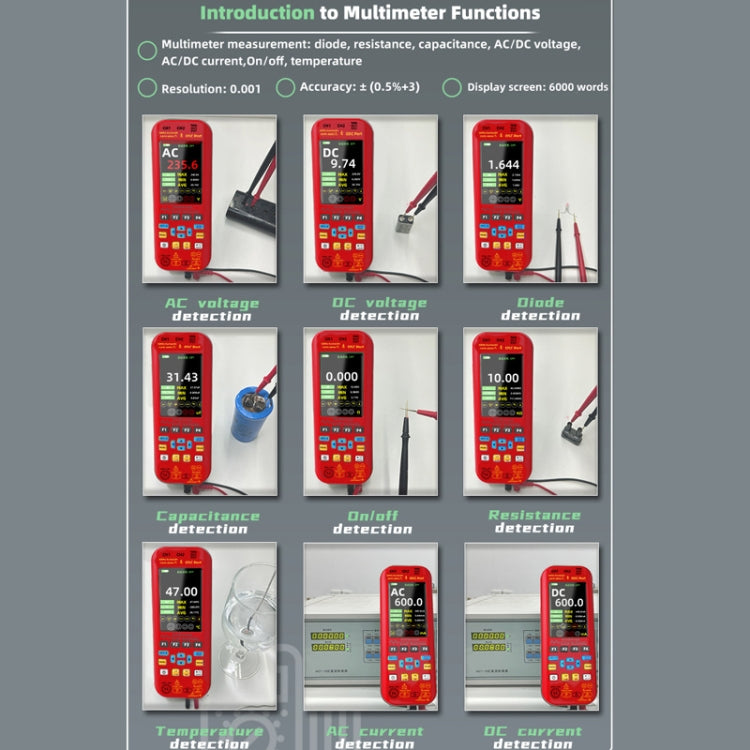 BSIDE O9 Digital Handheld Dual Channel 50MHz Oscilloscope Signal Source Multimeter, Spec: With Single Oscilloscope Probe (Red) - Digital Multimeter by BSIDE | Online Shopping UK | buy2fix