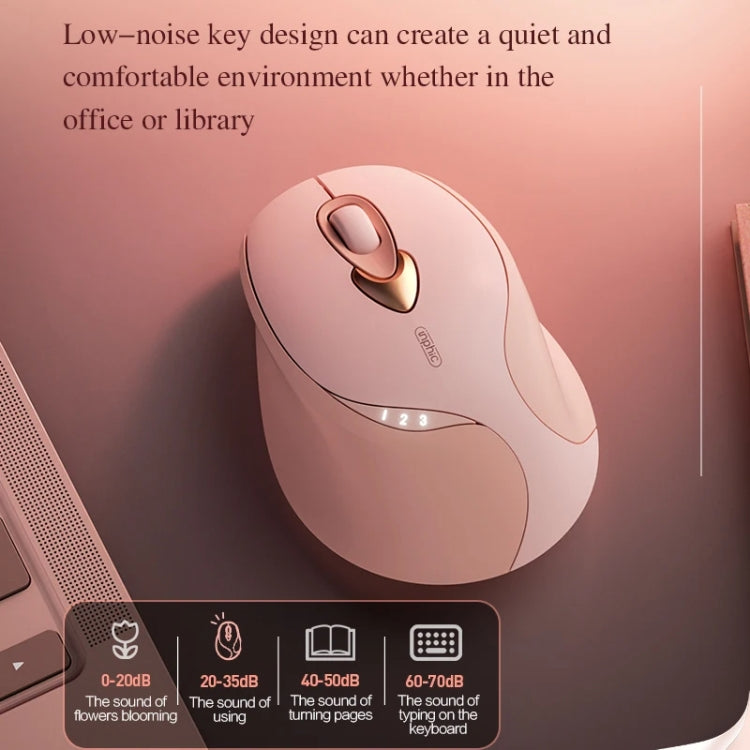 Inphic M8P 2.4G Wireless Mouse USB Mute Charging Girls Office Portable Ergonomic Mouse With Power Display(Milk Tea Color) - Wireless Mice by Inphic | Online Shopping UK | buy2fix