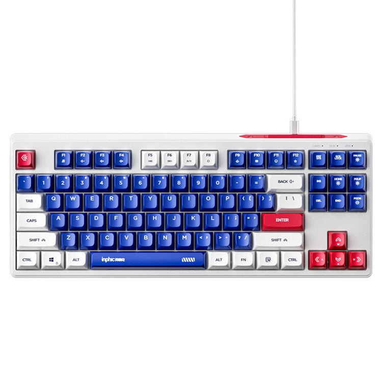 Inphic K902 Wired Keyboard 87 Keys Mute Light-up Mecha Office Home Gaming Computer Keyboard(Blue White) - Wired Keyboard by Inphic | Online Shopping UK | buy2fix