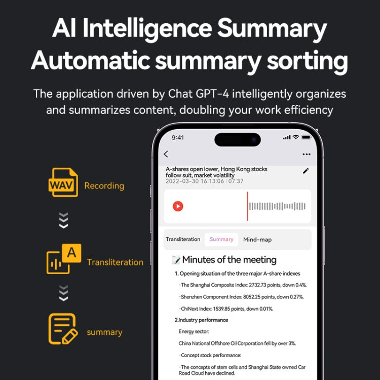 128GB AI Voice Recorder App Control Supports 58 Languages Simultaneous Interpretation / Transcribe & Summarize(Black) - Other Style by buy2fix | Online Shopping UK | buy2fix