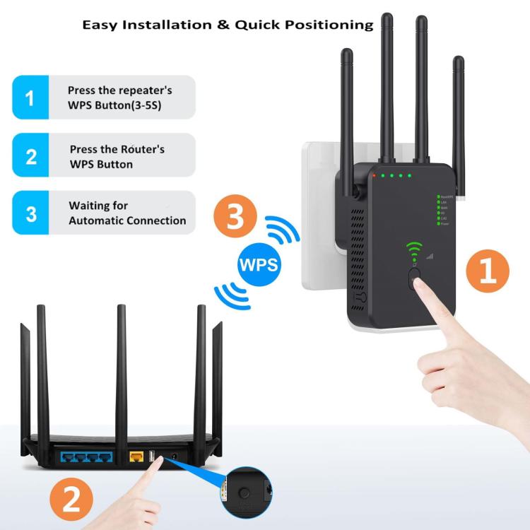 Urant U10 300Mbps 2.4G Wireless Repeater WiFi Signal Amplifier With 4 Antennas EU Plug Black - Broadband Amplifiers by Urant | Online Shopping UK | buy2fix