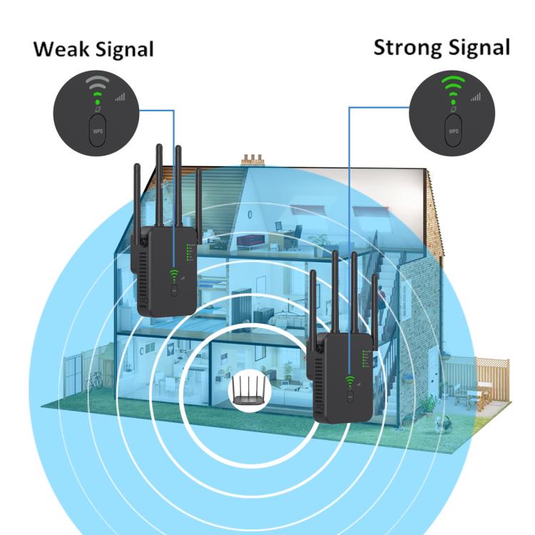 Urant U10 300Mbps 2.4G Wireless Repeater WiFi Signal Amplifier With 4 Antennas UK Plug Black - Broadband Amplifiers by Urant | Online Shopping UK | buy2fix