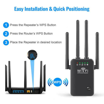 Urant U9 300Mbps 2.4G Wireless Repeater WiFi Signal Amplifier Support WPS Quick Setting UK Plug Black - Broadband Amplifiers by Urant | Online Shopping UK | buy2fix