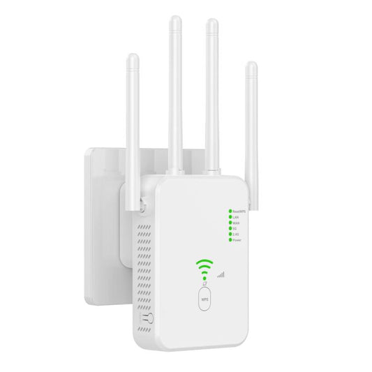 Urant U10 1200Mbps 2.4G & 5.8G Wireless Repeater WiFi Signal Amplifier With 4 Antenna US Plug White - Broadband Amplifiers by Urant | Online Shopping UK | buy2fix