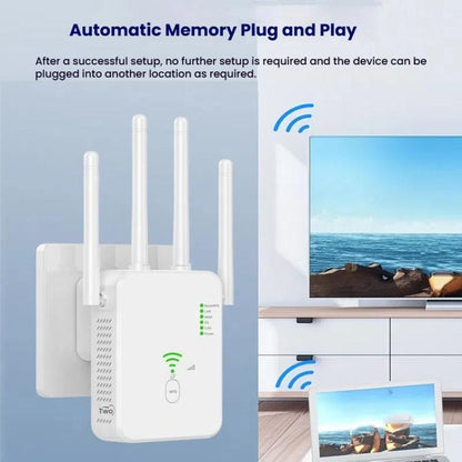 Urant U10 1200Mbps 2.4G & 5.8G Wireless Repeater WiFi Signal Amplifier With 4 Antenna EU Plug White - Broadband Amplifiers by Urant | Online Shopping UK | buy2fix