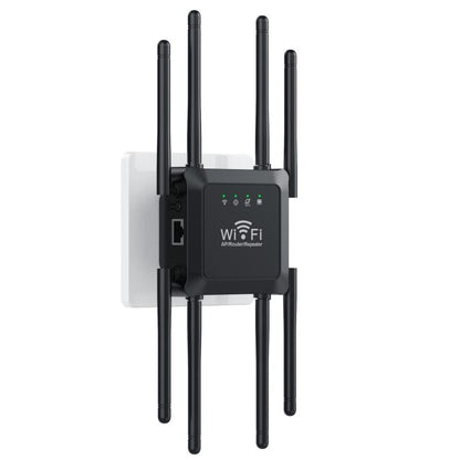 U18 1200Mbps 2.4G & 5G  Wireless Repeater WiFi Signal Amplifier With 8 Antenna US Plug Black - Broadband Amplifiers by buy2fix | Online Shopping UK | buy2fix