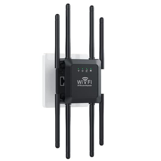 U18 1200Mbps 2.4G & 5G  Wireless Repeater WiFi Signal Amplifier With 8 Antenna EU Plug Black - Broadband Amplifiers by buy2fix | Online Shopping UK | buy2fix