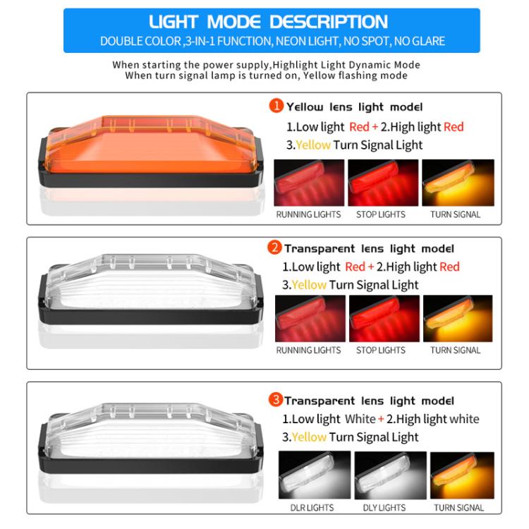 2pcs 28LED Bi-Color High Brake Tail Lights Turn Signal Lights For Sweeper / RV / Van / Truck Modification(White Shell White+Yellow Light) - Brake Lights by buy2fix | Online Shopping UK | buy2fix