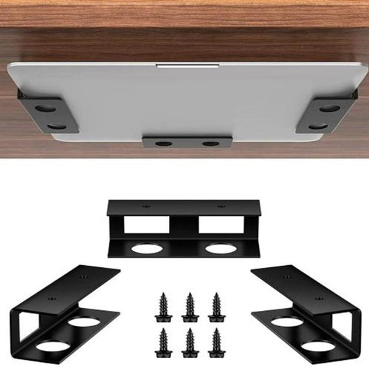 Under Desk Laptop Tablet Storage Mount Kit Office Storage Organize(Black) - Laptop Stand by buy2fix | Online Shopping UK | buy2fix