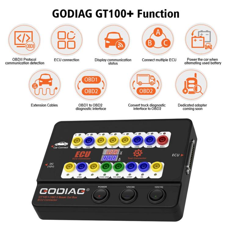 GODIAG GT100+ OBDII Breakout Box Diagnostic Port Tester ECU Bench Connector, UK Plug - Electronic Test by GODIAG | Online Shopping UK | buy2fix