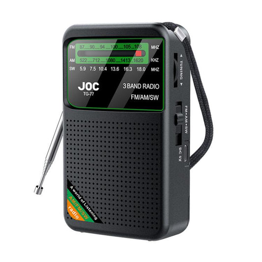 JOC TG-77 Mini FM / AM / SW Portable Full-Band Full-Channel Radio(Black) - Radio Player by JOC | Online Shopping UK | buy2fix