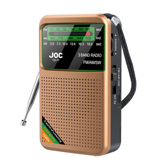 JOC TG-77 Mini FM / AM / SW Portable Full-Band Full-Channel Radio(Gold) - Radio Player by JOC | Online Shopping UK | buy2fix