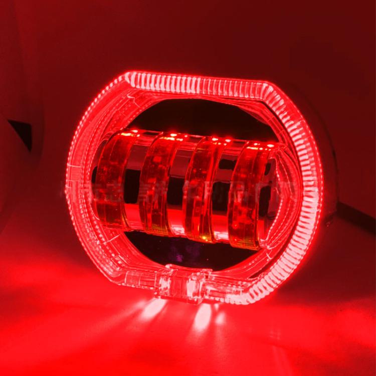 Motorcycle Electric Vehicle General Modification LED Headlight 4 Beads Double Lens Lamps, Style: Red Aperture+Red Devil Eye - Headlights by buy2fix | Online Shopping UK | buy2fix