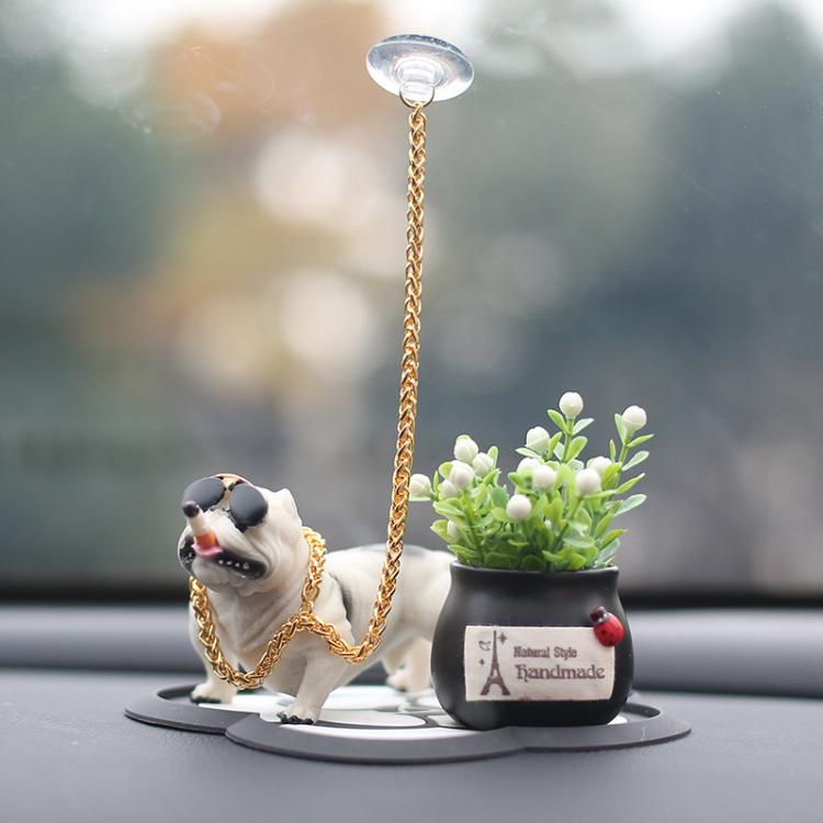 Car Bully Dog Car Center Console Accessories Social Dog Decoration Supplies Car Interior Ornaments(White) - Ornaments by buy2fix | Online Shopping UK | buy2fix