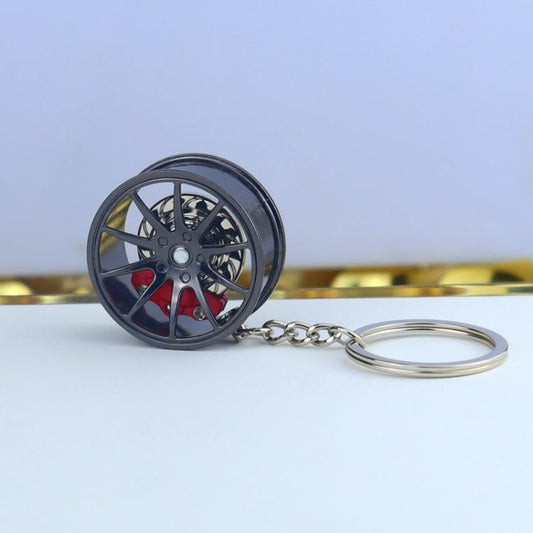 Metal Wheel Hub Brake Integrated Keychain(Black Red) - Key Rings by buy2fix | Online Shopping UK | buy2fix