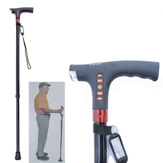 Ten-speed Adjustable Cane With Light And Radio Alarm For The Elderly - Folding Crutch by buy2fix | Online Shopping UK | buy2fix