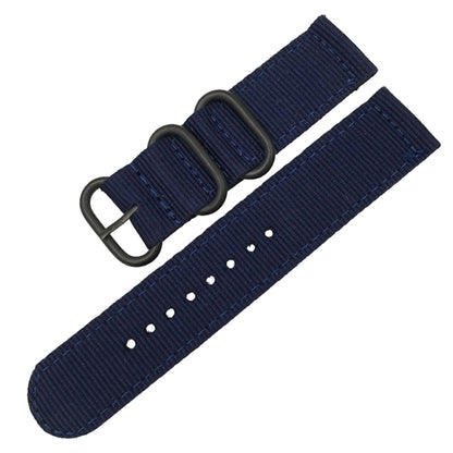 Washable Nylon Canvas Watchband, Band Width:18mm(Dark Blue with Black Ring Buckle) - Watch Accessories & Parts by buy2fix | Online Shopping UK | buy2fix